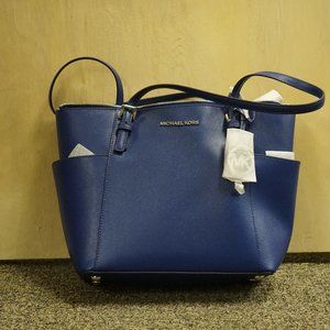 Michael Kors Leather Sapphire EW TZ Tote Satchel